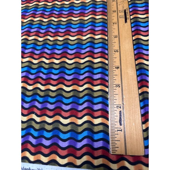 Colorful Wavy Stripe Cotton Fabric 31" x 44" By Ellen Edith For Blank Quilting - Picture 3 of 6